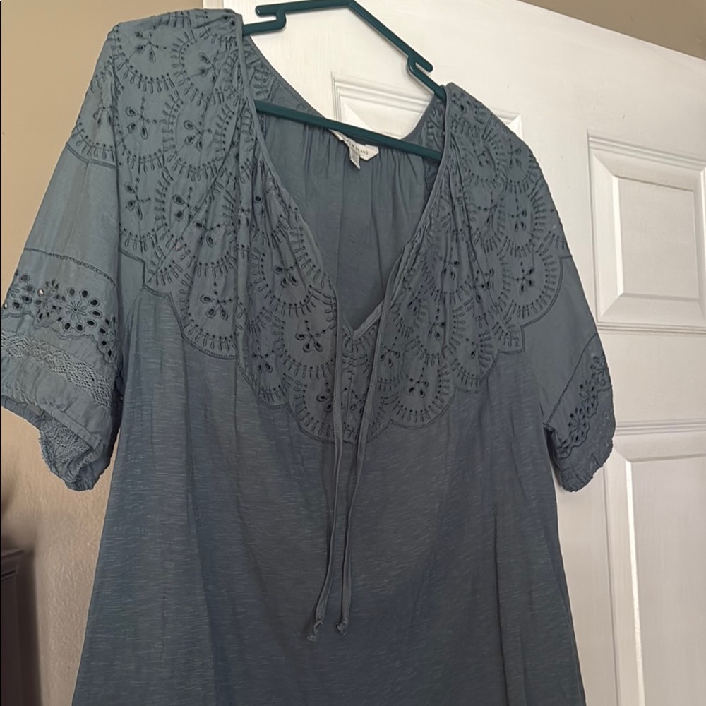 Women's Blue Embroidered Top